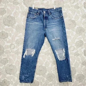 Levis Premium Women Distressed Jeans 30 L26 Blue Denim Bleached